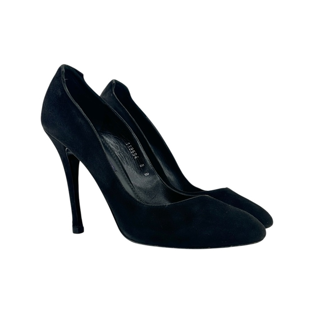 Ralph Lauren Collection Purple Label Black Stiletto Heel Suede Leather Pumps